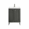 James Martin Vanities Chianti 24in Single Vanity, Mineral Gray, Brushed Nickel, w/ White Glossy Composite Stone Top E303V24MGBNKWG